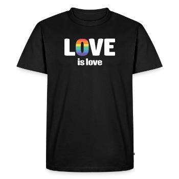 LGBT Pride Month - Love is Love - Men's Premium Organic T-Shirt - black - Front - Nico (187cm)