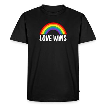 L’amour gagne - T-shirt Premium bio Homme - noir - Devant - Nico (187cm)