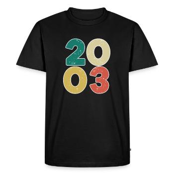 2003 - Année 2003 - Année de construction 2003 - T-shirt Premium bio Homme - noir - Devant - Nico (187cm)