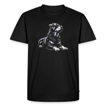 Recumbent Rottweiler - Men's Premium Organic T-Shirt - black - Front - Nico (187cm)