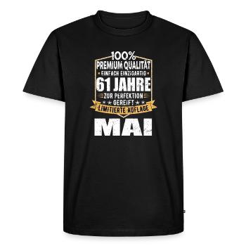 61 Years Anniversary Design Limited - Men's Premium Organic T-Shirt - black - Front - Nico (187cm)