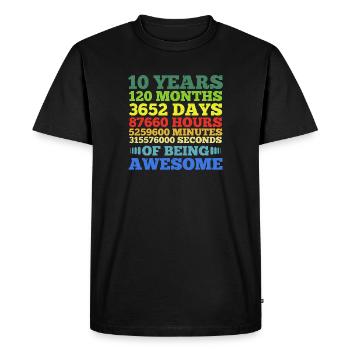 Ten Years of Being Awesome - Men's Premium Organic T-Shirt - black - Front - Nico (187cm)