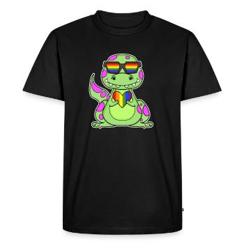 Dino Rainbow Heart Motif Dinosaure - T-shirt Premium bio Homme - noir - Devant - Nico (187cm)