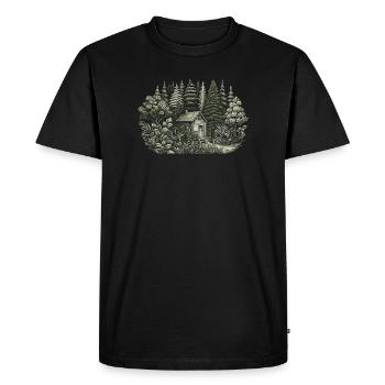 living close to nature with a tiny house in the forest - Men's Premium Organic T-Shirt - black - Front - Nico (187cm)