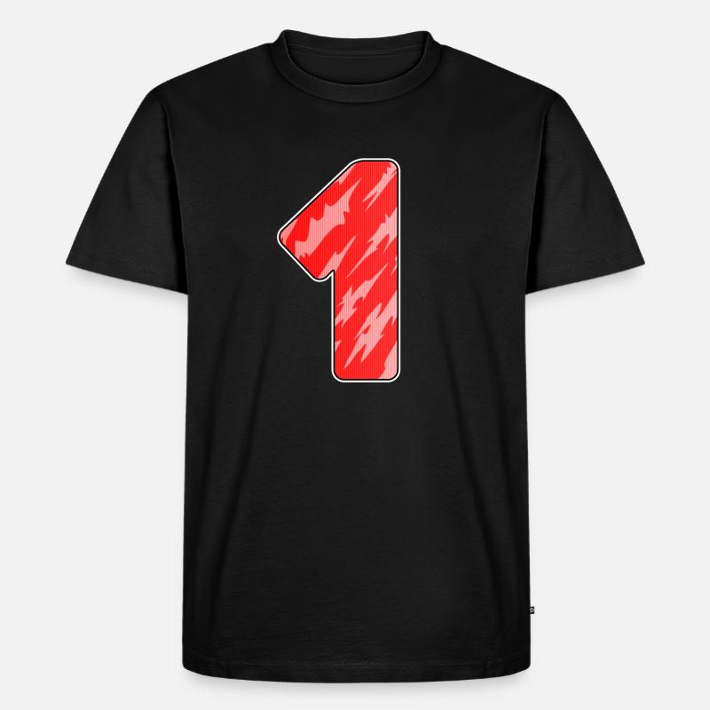 Number 1 Red Pattern - First - Men's Premium Organic T-Shirt - black