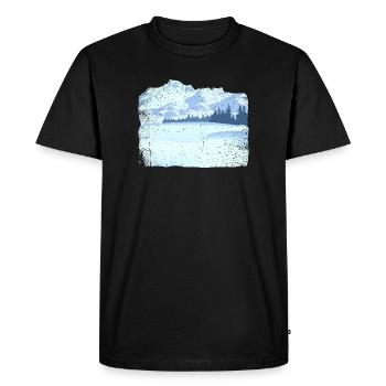 Mountain in snow with dirty effect - Men's Premium Organic T-Shirt - black - Front - Nico (187cm)