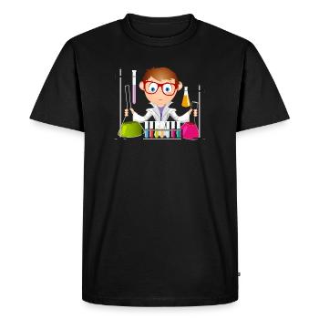 Un jeune homme en tant que scientifique dans le laboratoire - T-shirt Premium bio Homme - noir - Devant - Nico (187cm)