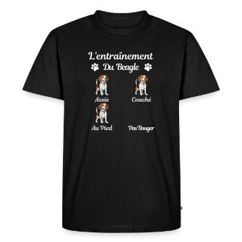 L'entraînement du Beagle amusant - T-shirt Premium bio Homme - noir - Devant - Nico (187cm)