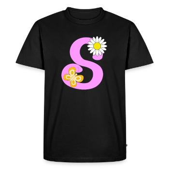 Lettre S - T-shirt Premium bio Homme - noir - Devant - Nico (187cm)