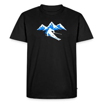 Mountain Fun on the slopes Skiing Winter sports Cold ice - Men's Premium Organic T-Shirt - black - Front - Nico (187cm)