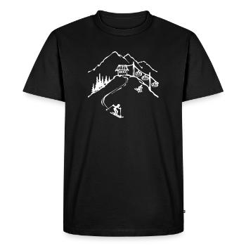 Mountain Fun on the slopes Skiing Winter sports Mountain ice - Men's Premium Organic T-Shirt - black - Front - Nico (187cm)