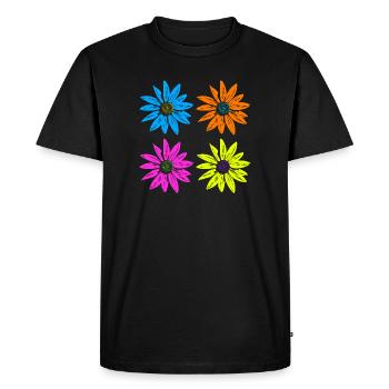 Pop Art Floral Quatre Couleurs - T-shirt Premium bio Homme - noir - Devant - Nico (187cm)