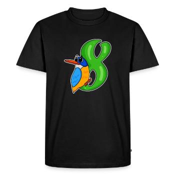 8ème anniversaire motif martin-pêcheur - huit ans - T-shirt Premium bio Homme - noir - Devant - Nico (187cm)