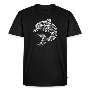 Plongeur Maori de la tribu des dauphins amoureux de la mer - T-shirt Premium bio Homme - noir - Devant - Nico (187cm)