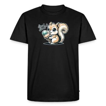 Cute cartoon squirrel with ice cream - Men's Premium Organic T-Shirt - black - Front - Nico (187cm)