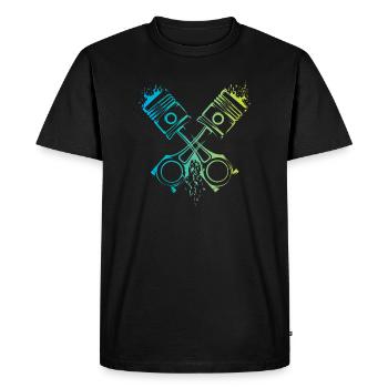 v8 Kolben Auto Flammen musclecar Motor Farben Logo - Männer Premium Bio T-Shirt - Schwarz - Vorne - Nico (187cm)