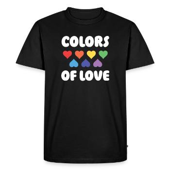 Mois de la fierté LGBTQ - Couleurs de l’amour - T-shirt Premium bio Homme - noir - Devant - Nico (187cm)