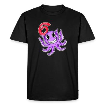 Motif 6e anniversaire Pieuvre - Six ans - T-shirt Premium bio Homme - noir - Devant - Nico (187cm)