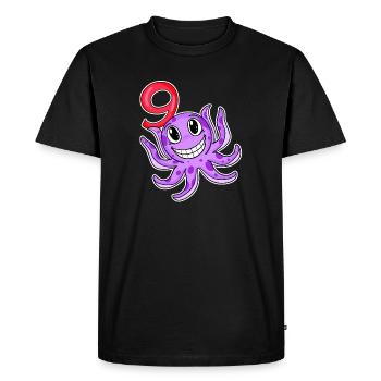 9th Birthday Motif Octopus - Nine Years Old - Men's Premium Organic T-Shirt - black - Front - Nico (187cm)