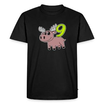 9th Birthday Motif Moose - Nine Years Old - Men's Premium Organic T-Shirt - black - Front - Nico (187cm)