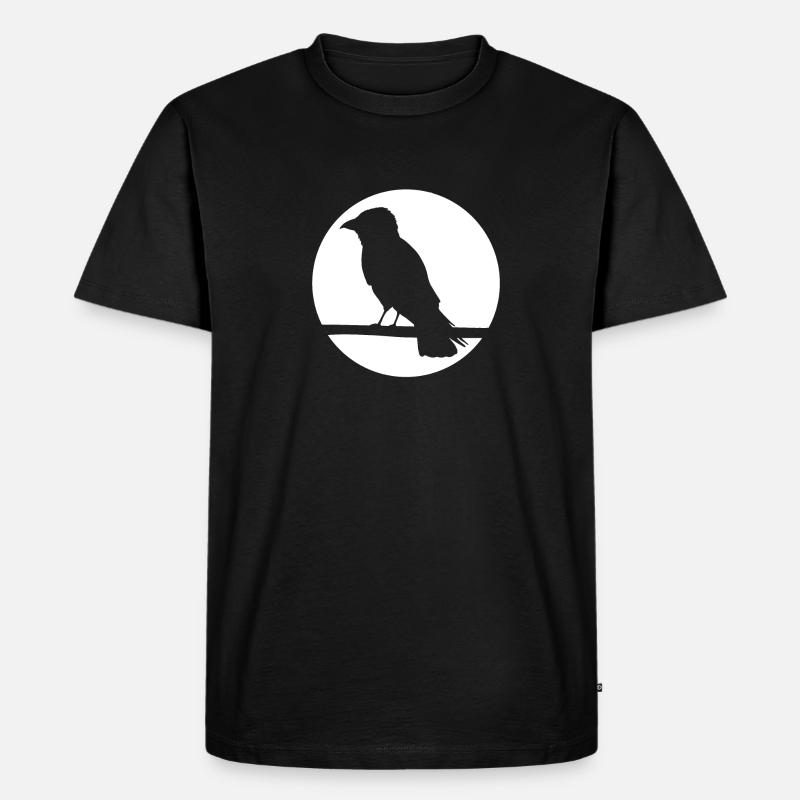 Krähe auf Ast - Männer Premium Bio T-Shirt - Schwarz