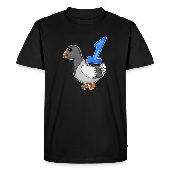 1 year old - School enrollment - Dove motif - Number 1 - Men's Premium Organic T-Shirt - black - Front - Nico (187cm)