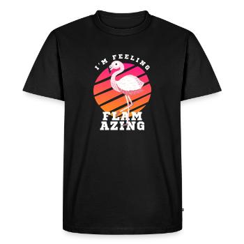 Flamingo coucher de soleil rétro citation drôle - T-shirt Premium bio Homme - noir - Devant - Nico (187cm)