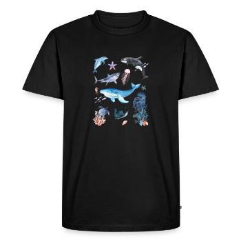 Monde sous-marin, animaux marins - T-shirt Premium bio Homme - noir - Devant - Nico (187cm)