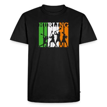 Hurling - Men's Premium Organic T-Shirt - black - Front - Nico (187cm)