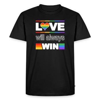Liebe gewinnt Pride Herz - Männer Premium Bio T-Shirt - Schwarz - Vorne - Nico (187cm)
