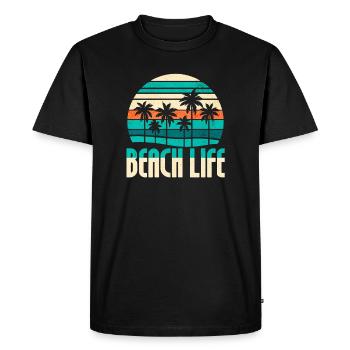 Bonheur de la vie à la plage - T-shirt Premium bio Homme - noir - Devant - Nico (187cm)