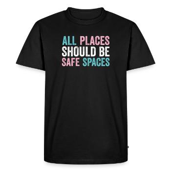 LGBTQ Pride Month - All Places Should Be Safe Spac - Men's Premium Organic T-Shirt - black - Front - Nico (187cm)