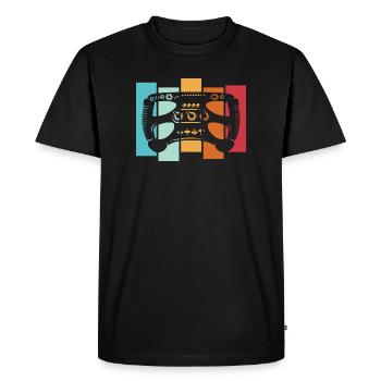 retro racing sim formula steering wheel vintage car logo - Men's Premium Organic T-Shirt - black - Front - Nico (187cm)