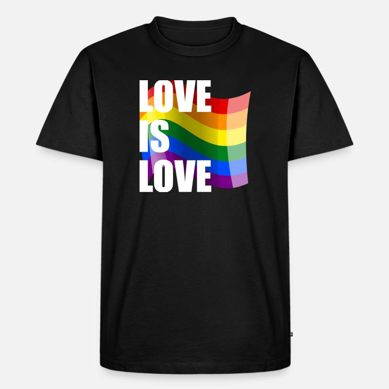 Regenbogen Liebe Wellen-Design - Männer Premium Bio T-Shirt - Schwarz