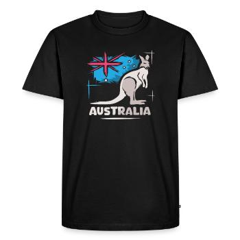 Australia Kangaroo Comic Flag Nature Animals Logo - Men's Premium Organic T-Shirt - black - Front - Nico (187cm)