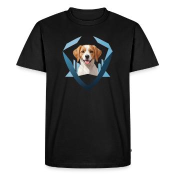 Chiot souriant encadré géométriquement - T-shirt Premium bio Homme - noir - Devant - Nico (187cm)