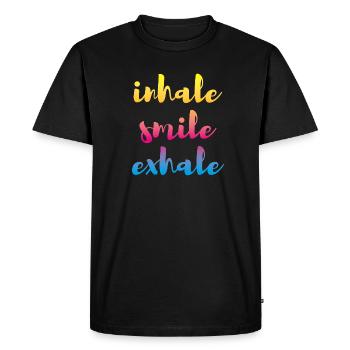 Inhaler Exhale Cours de yoga Méditation Coloré - T-shirt Premium bio Homme - noir - Devant - Nico (187cm)