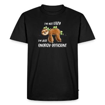 Sloth Saying Lazy Energy Efficient - Men's Premium Organic T-Shirt - black - Front - Nico (187cm)