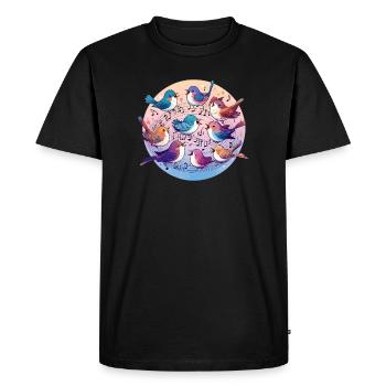 Birds sing on sheet music - Men's Premium Organic T-Shirt - black - Front - Nico (187cm)