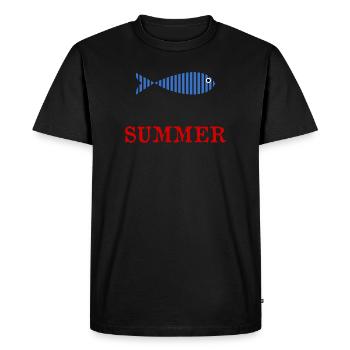 FISH. APRIL FOOL. HOLIDAY. SUMMER. HUMOR - Men's Premium Organic T-Shirt - black - Front - Nico (187cm)