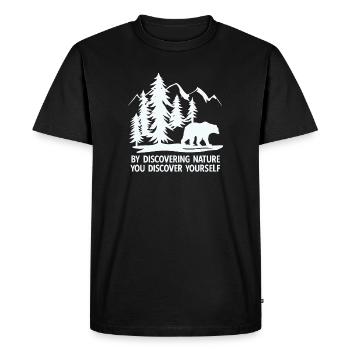 En découvrant la nature, on se découvre soi-même - T-shirt Premium bio Homme - noir - Devant - Nico (187cm)