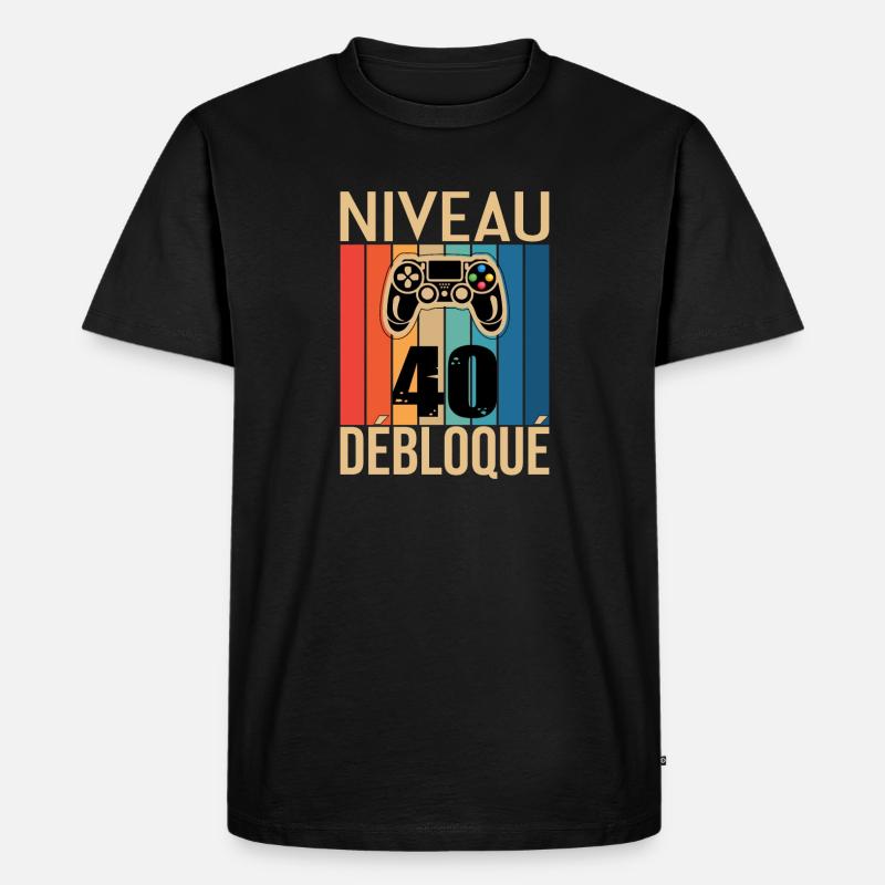 Stufe 40 freigeschaltet - Männer Premium Bio T-Shirt - Schwarz