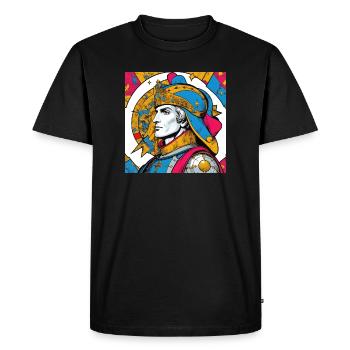 Figure Historique Médieval en Style PopArt - T-shirt Premium bio Homme - noir - Devant - Nico (187cm)