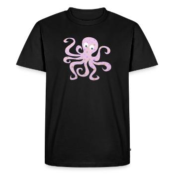 Poulpe à pois Pois roses Nursery Calmar - T-shirt Premium bio Homme - noir - Devant - Nico (187cm)