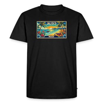 Jalisco Mexico beach palm design - Men's Premium Organic T-Shirt - black - Front - Nico (187cm)