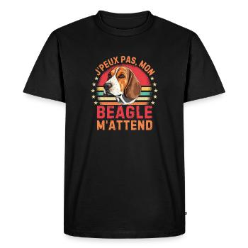 Chien de race beagle - T-shirt Premium bio Homme - noir - Devant - Nico (187cm)
