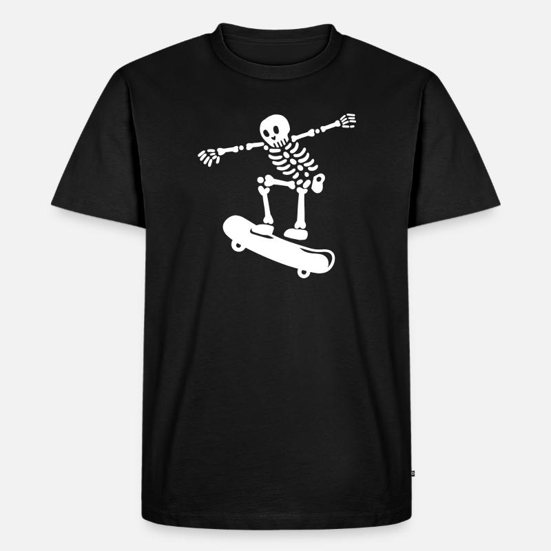 Skateboarding Skeleton Skateboarder - Männer Premium Bio T-Shirt - Schwarz