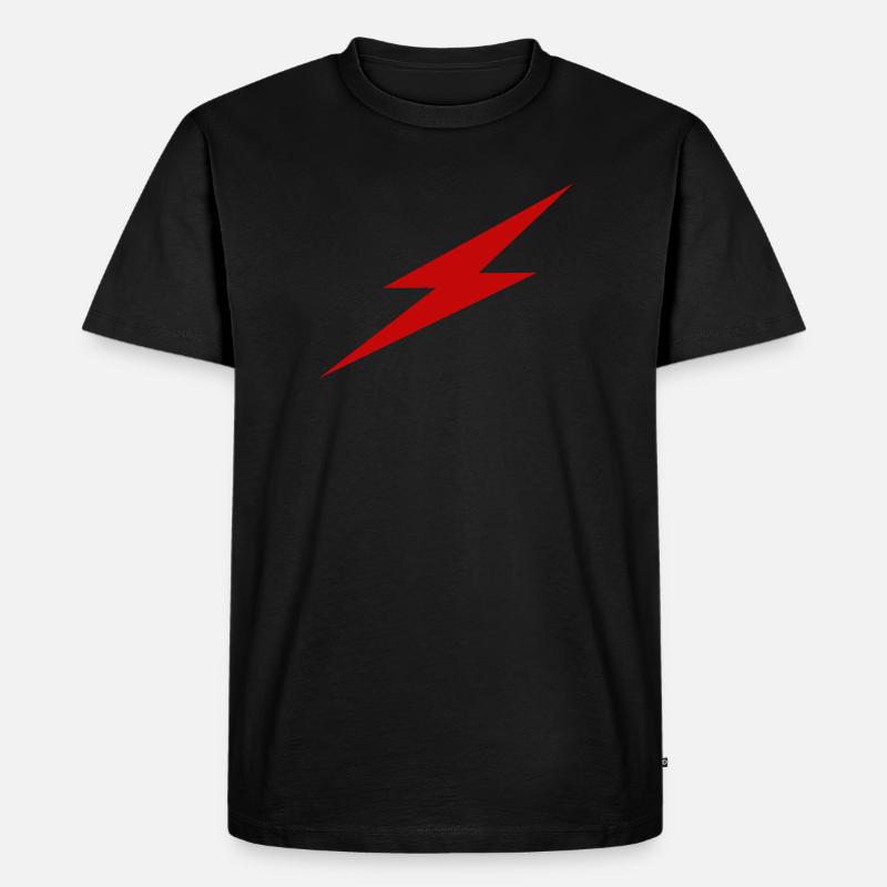 Roter Blitz - Männer Premium Bio T-Shirt - Schwarz