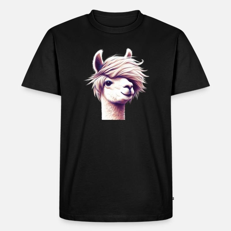 Alpaka - Männer Premium Bio T-Shirt - Schwarz