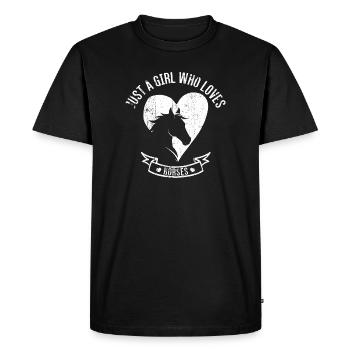 Juste une fille qui aime les chevaux - T-shirt Premium bio Homme - noir - Devant - Nico (187cm)